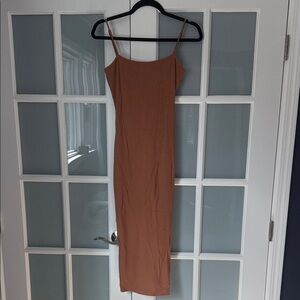 Brown Bodycon Spaghetti Strap Dress